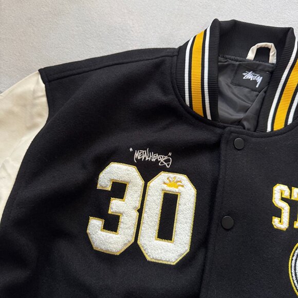 Stussy Goldie Metalheadz 30 Varsity Jacket Black - Picture 6 of 11